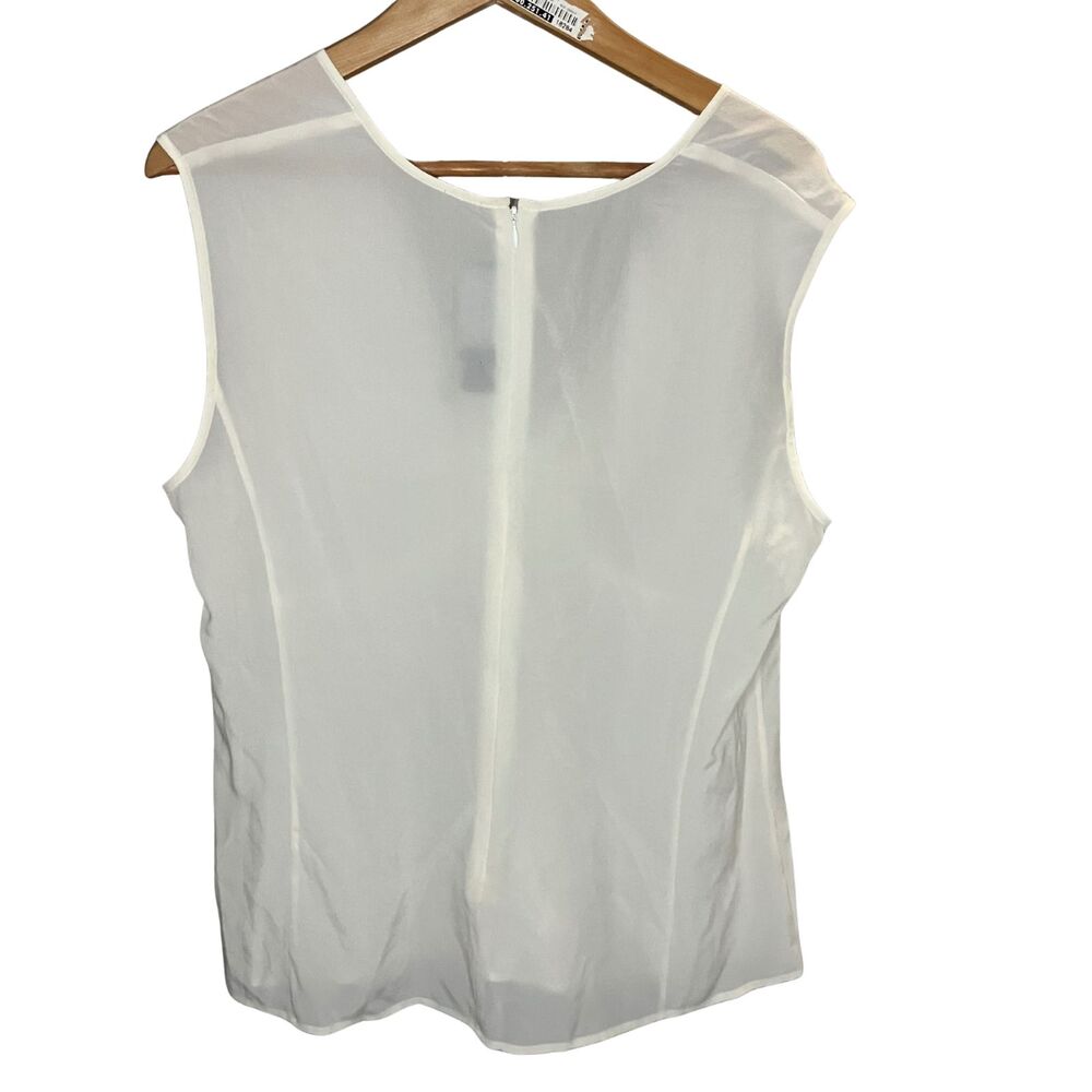 St. John Couture Ivory Silk Draped Twist Front Sleeveless Top Size 14 - Picture 6 of 10